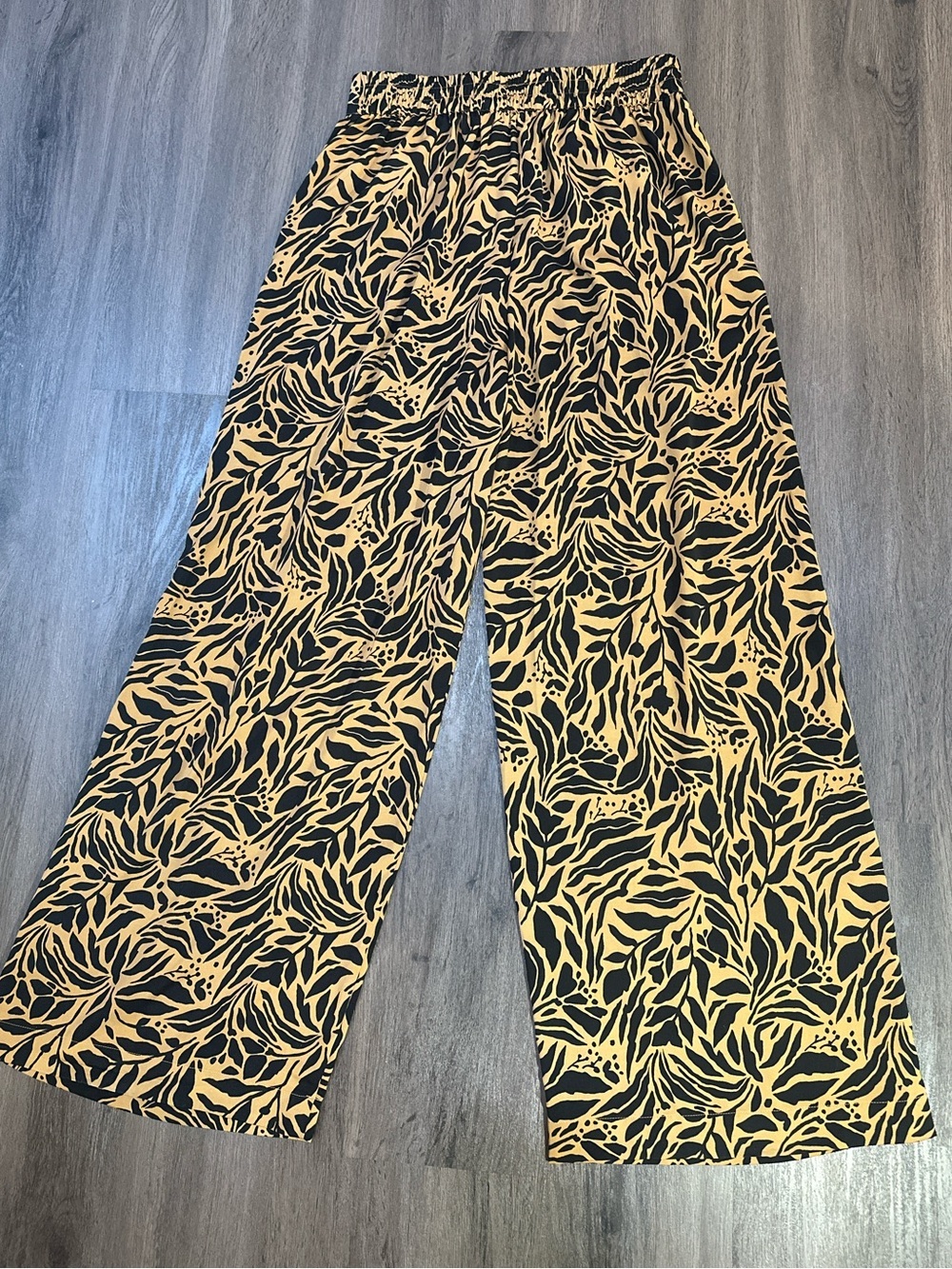 Abstract Print Wide Leg Palazzo Pants High Rise Pull-On Medium - Picture 3 of 10